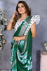 Adorable Green Shibori Printed Party Wear Saree With Blouse