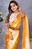 Gorgeous Mustard Yellow Shibori Printed Event Wear Saree With Blouse
