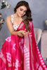 Outstanding Rani Pink Chiffon Shibori Printed Saree With Blouse