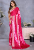 Outstanding Rani Pink Chiffon Shibori Printed Saree With Blouse