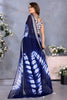 Wonderful Navy Blue Shibori Printed Chiffon Party Wear Saree