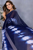 Wonderful Navy Blue Shibori Printed Chiffon Party Wear Saree