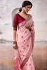 Dazzling Peach Weaving Cotton Festival Wear Saree With Blouse