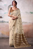 Astonishing Cream Weaving Cotton Traditional Saree With Blouse