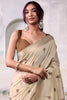 Astonishing Cream Weaving Cotton Traditional Saree With Blouse
