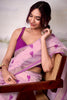 Bewitching Pink Weaving Cotton Event Wear Saree With Blouse