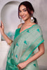 Elegant Green Weaving Cotton Traditional Saree With Blouse