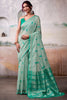 Elegant Green Weaving Cotton Traditional Saree With Blouse