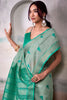 Elegant Green Weaving Cotton Traditional Saree With Blouse