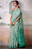 Elegant Green Weaving Cotton Traditional Saree With Blouse