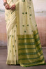 Outstanding Cream Weaving Cotton Festival Wear Saree With Blouse