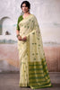 Outstanding Cream Weaving Cotton Festival Wear Saree With Blouse