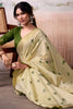 Outstanding Cream Weaving Cotton Festival Wear Saree With Blouse