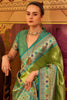 Ravishing Green Zari Weaving Tissue Silk Traditional Saree With Blouse