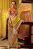 Shocking Lemon Yellow Zari Weaving Tissue Silk Saree With Blouse