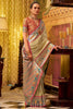 Pretty Beige Zari Weaving Tissue Silk Traditional Saree With Blouse