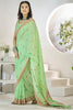 Alluring Light Green Digital Printed Linen Traditional Saree With Blouse