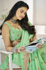 Alluring Light Green Digital Printed Linen Traditional Saree With Blouse