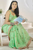 Alluring Light Green Digital Printed Linen Traditional Saree With Blouse