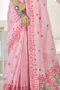 Fascinating Pink Digital Printed Linen Casual Wear Saree With Blouse