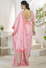 Fascinating Pink Digital Printed Linen Casual Wear Saree With Blouse
