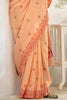 Adorable Orange Digital Printed Linen Event Wear Saree With Blouse