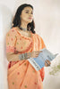 Adorable Orange Digital Printed Linen Event Wear Saree With Blouse