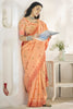 Adorable Orange Digital Printed Linen Event Wear Saree With Blouse