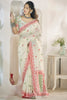 Glamorous White Digital Printed Linen Office Wear Saree With Blouse