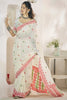 Glamorous White Digital Printed Linen Office Wear Saree With Blouse