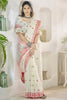 Glamorous White Digital Printed Linen Office Wear Saree With Blouse