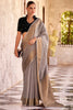 Winning Grey Color Weaving Tissue Silk Event Wear Saree With Blouse