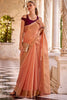 Fascinating Peach Weaving Tissue Silk Wedding Wear Saree With Blouse