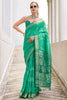 Desirable Green Ikkat Weaving Silk Casual Wear Saree With Blouse