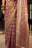 Mesmerizing Dusty Purple Zari Weaving Silk Festival Wear Saree