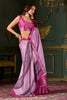 Stunning Pink Printed Dola Silk Traditional Saree With Blouse