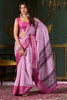 Stunning Pink Printed Dola Silk Traditional Saree With Blouse