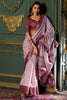 Captivating Maroon Printed Dola Silk Traditional Saree With Blouse