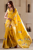 Stunning Yellow Printed Silk Haldi Wear Saree With Blouse