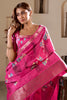 Gorgeous Pink Printed Silk Event Wear Saree With Blouse