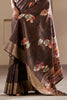 Adorable Brown Printed Silk Traditional Saree With Blouse