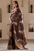 Adorable Brown Printed Silk Traditional Saree With Blouse