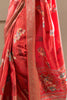 Glamorous Coral Red Printed Silk Festival Wear Saree With Blouse