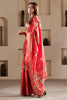 Glamorous Coral Red Printed Silk Festival Wear Saree With Blouse