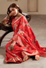 Glamorous Coral Red Printed Silk Festival Wear Saree With Blouse