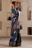 Charming Navy Blue Printed Silk Event Wear Saree With Blouse