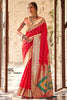 Gorgeous Red Zari Weaving Silk Wedding Wear Saree With Blouse