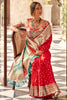 Gorgeous Red Zari Weaving Silk Wedding Wear Saree With Blouse