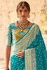 Stunning Sky Blue Zari Weaving Silk Event Wear Saree With Blouse