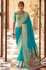 Stunning Sky Blue Zari Weaving Silk Event Wear Saree With Blouse